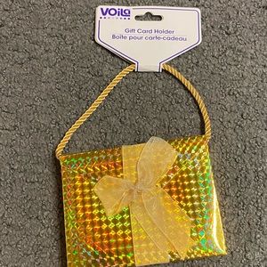Voila Gift Card Holder Gold Bow 5” x 4” x 0.25” New